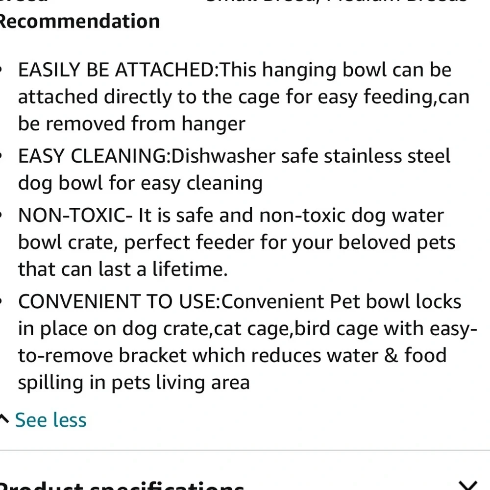 Stainless steel hanging pet bowls